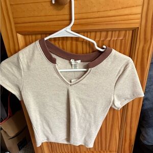 Bozzolo Cream Fitted Crop T-Shirt Short Sleeve